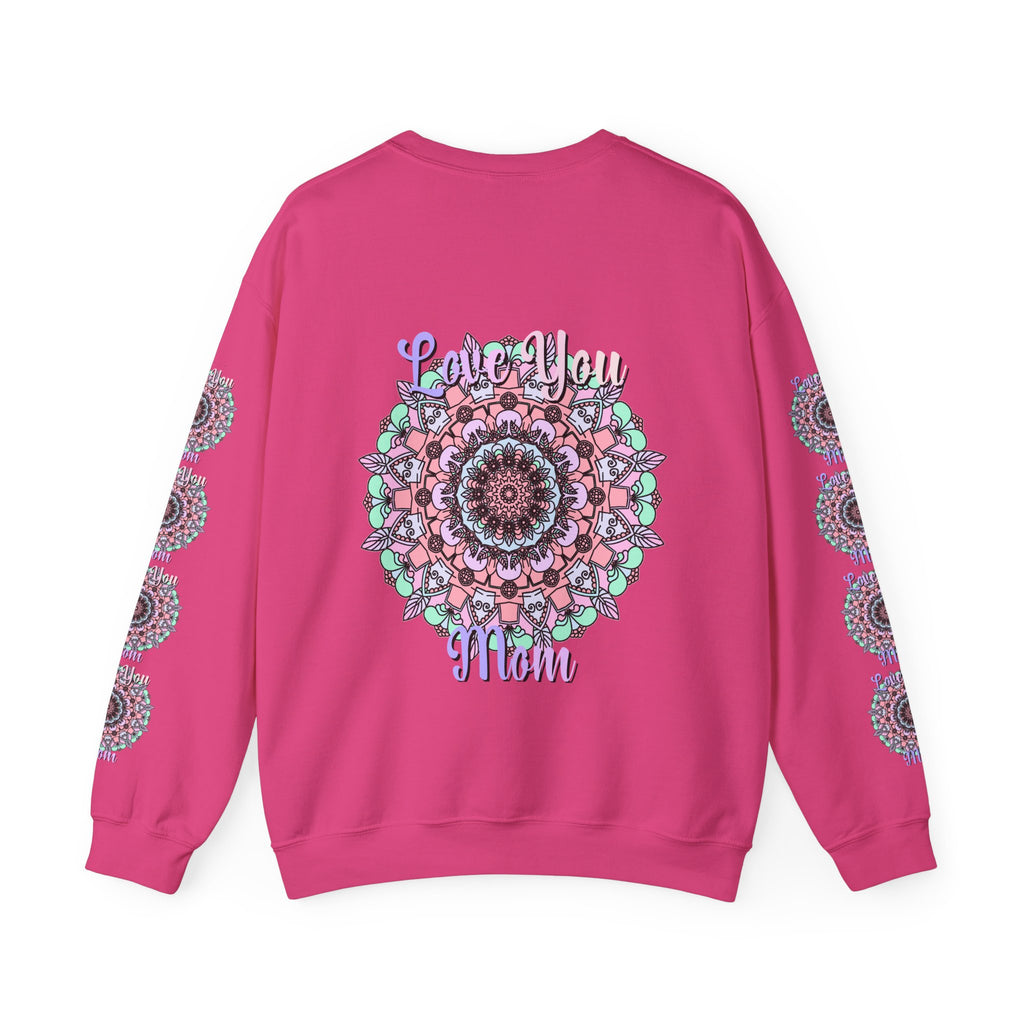 Felpa girocollo ispirata al mandala per mamme in tenui colori pastello