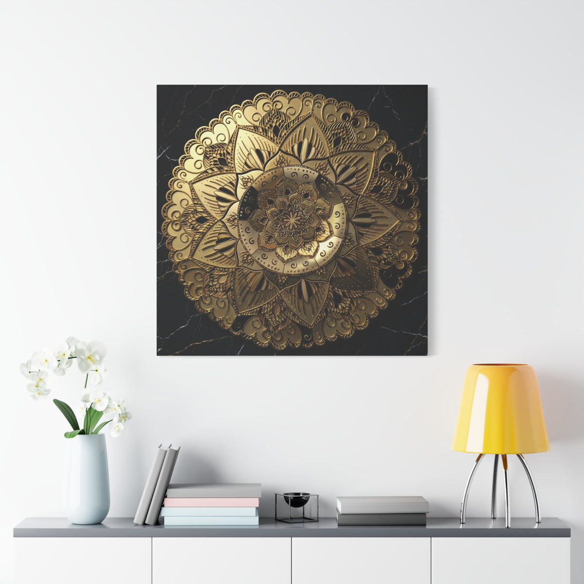 Golden Echo in the Void – Matte Stretched Canvas