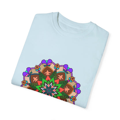 Unisex Mandala T-Shirt made from 100% ring-spun cotton, featuring hand-drawn mandala art and garment-dyed for extra comfort