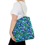 Borsa tote con stampa mandala floreale blu-verde — Shopper con stampa integrale vivace
