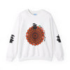 A unisex heavy blend crewneck sweatshirt featuring a Halloween design with cute ghosts