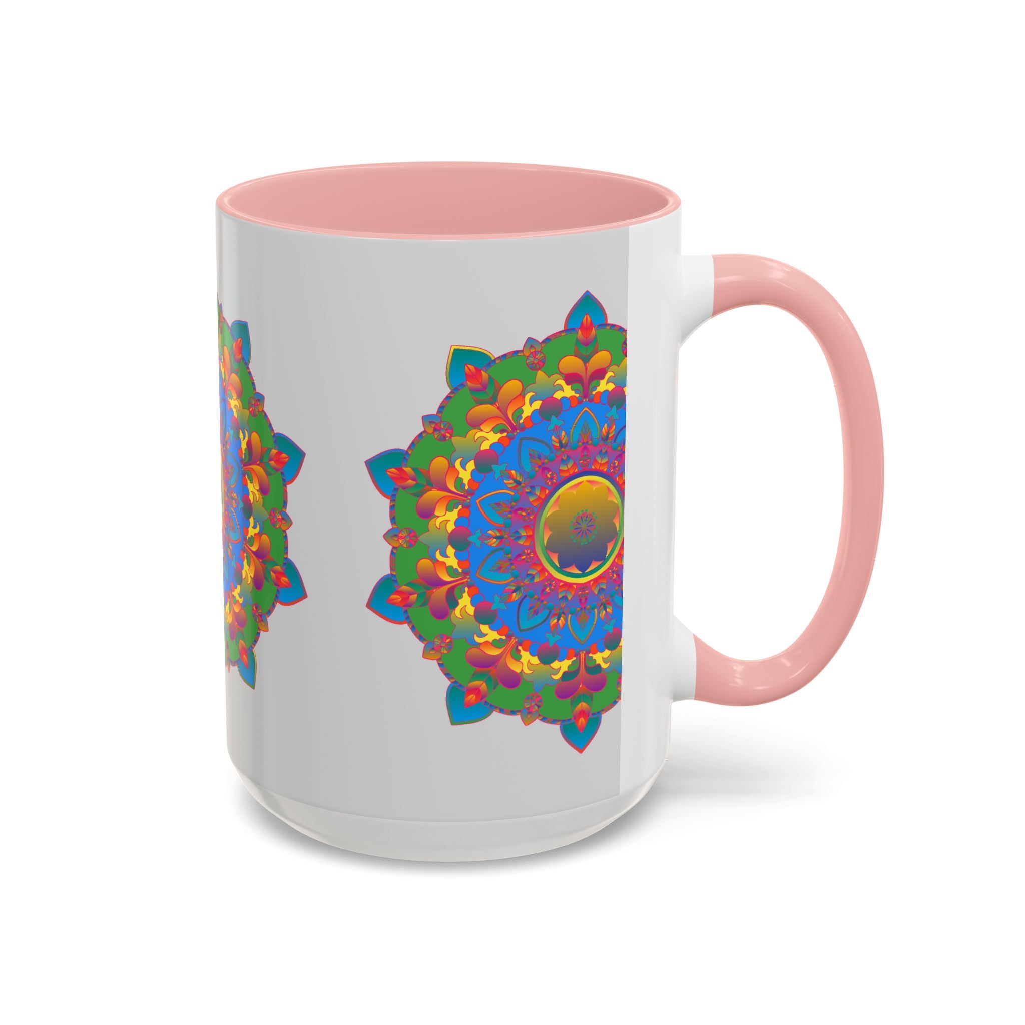 Unique and artistic mandala flower print on grey cup