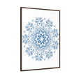 A beautiful steel blue Mandala Handmade Art, featuring intricate design, perfect for decorating your wall with a gallery wrapped canvas and vertical frame