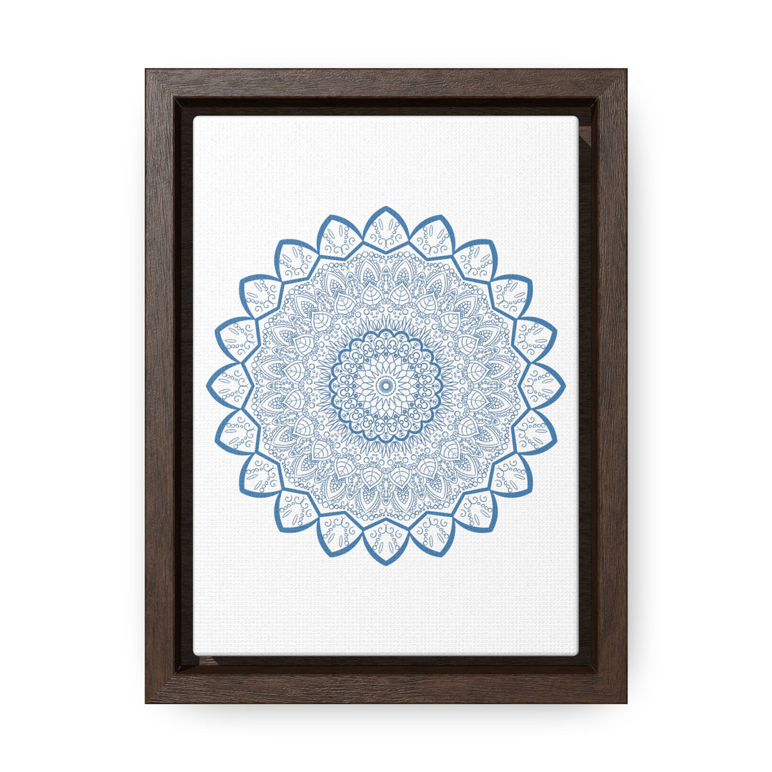 Mandala Handmade Art in Steel Blue, a Vertical Frame Gallery Canvas Wrap