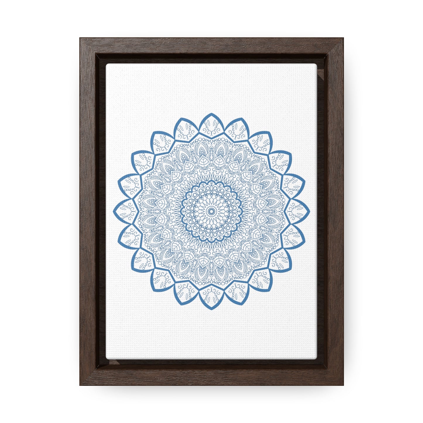 Mandala Handmade Art in Steel Blue, a Vertical Frame Gallery Canvas Wrap