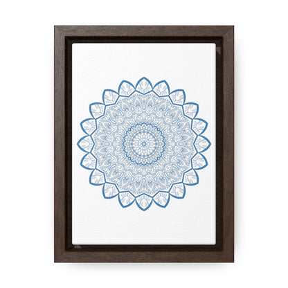 Mandala Handmade Art in Steel Blue, a Vertical Frame Gallery Canvas Wrap