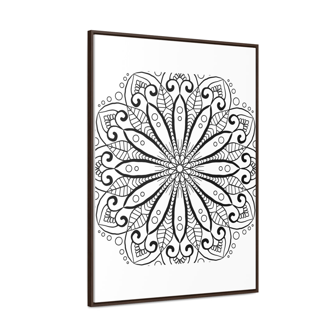 Beautiful handmade black and white mandala art on gallery canvas wraps