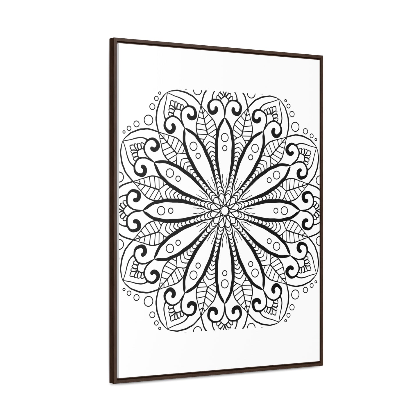 Beautiful handmade black and white mandala art on gallery canvas wraps