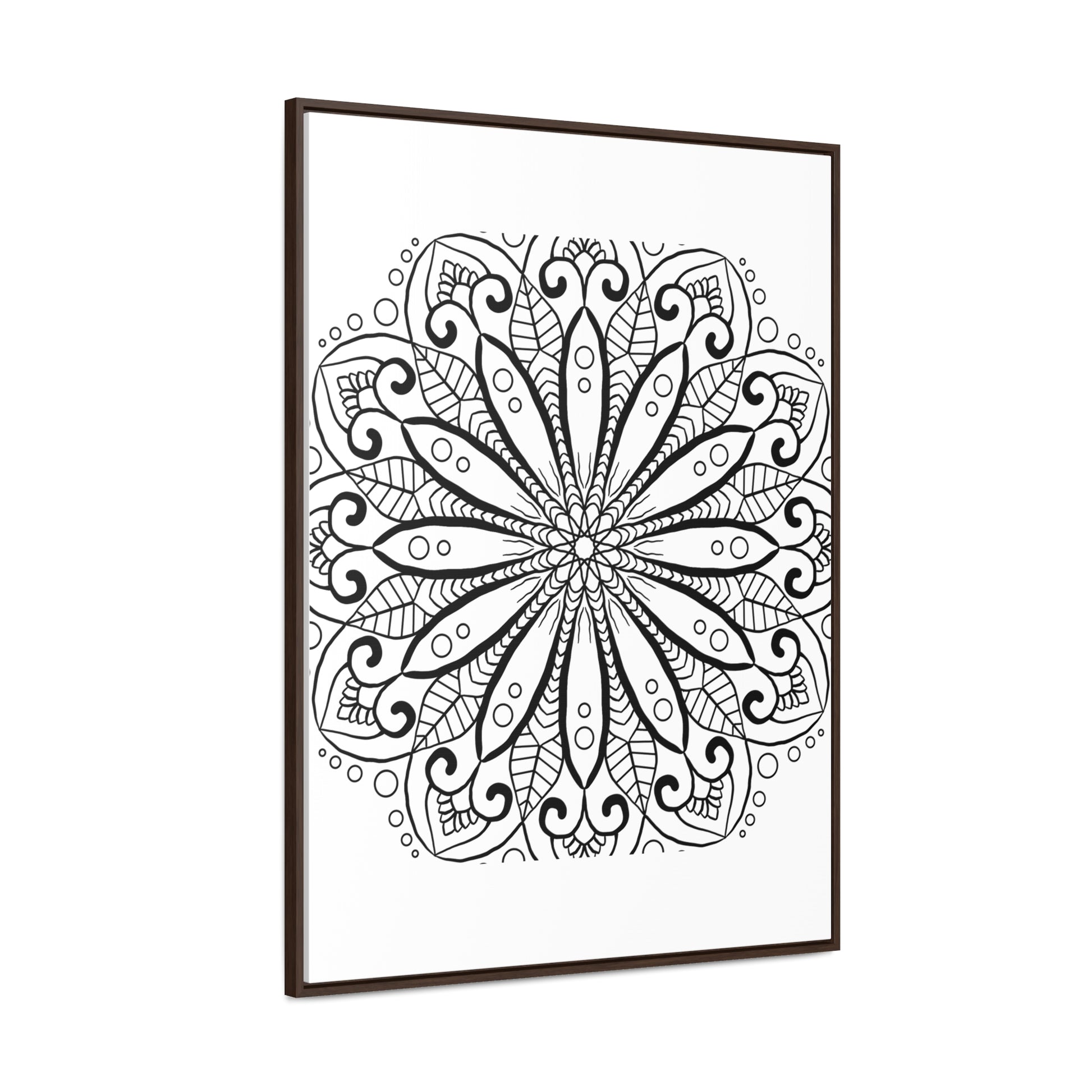 Beautiful handmade black and white mandala art on gallery canvas wraps