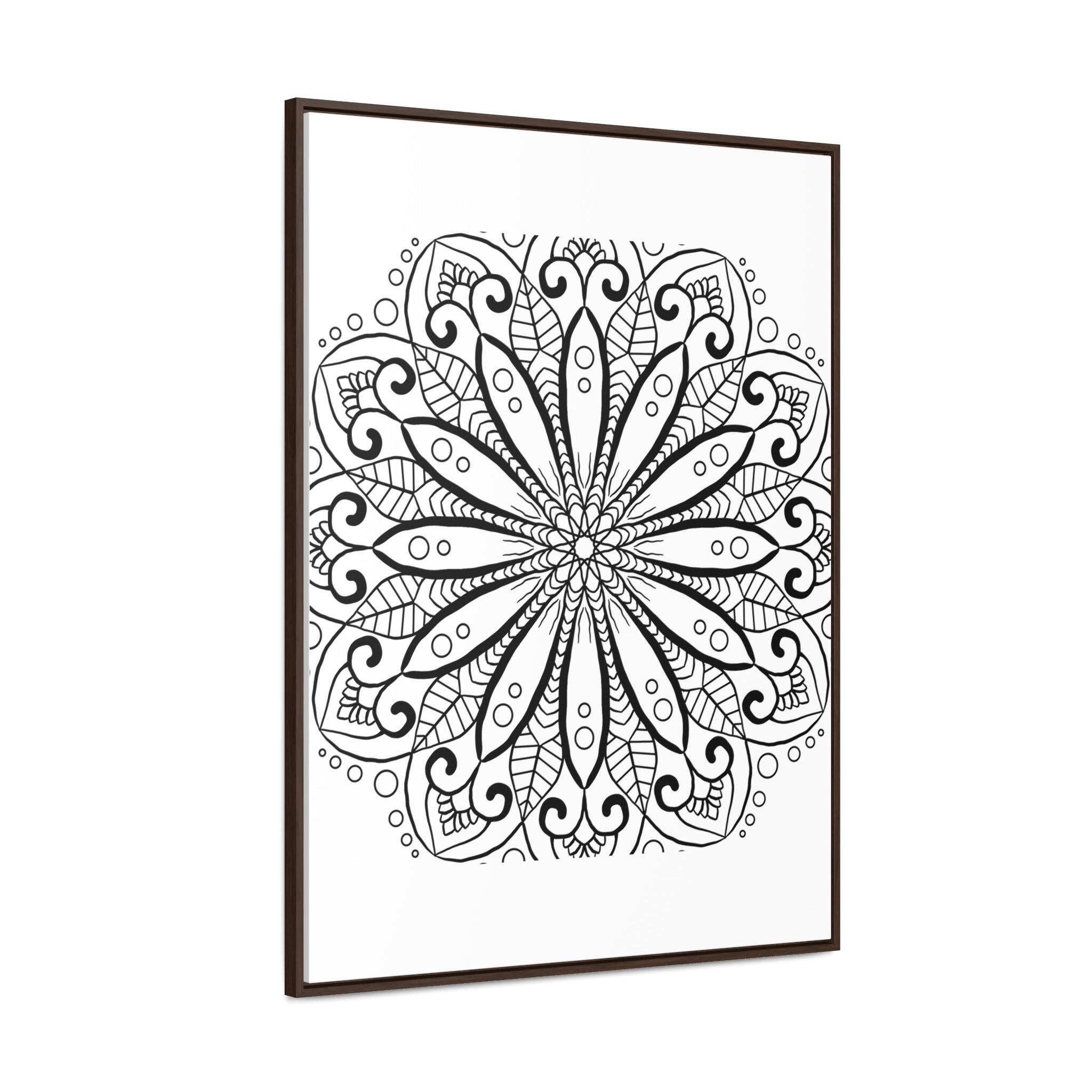 Beautiful handmade black and white mandala art on gallery canvas wraps