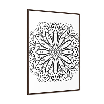 Beautiful handmade black and white mandala art on gallery canvas wraps