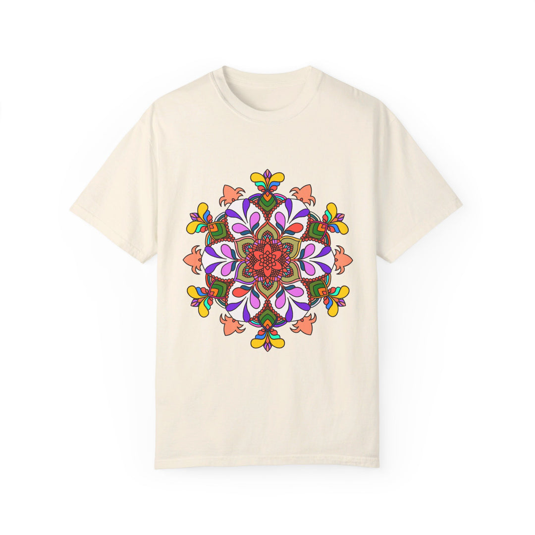 Unisex Mandala T-Shirt featuring intricate hand-drawn mandala art, made with 100% ring-spun cotton and garment-dyed for maximum comfort