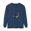 Black Cat Moon Glow Long Sleeve T-Shirt: A black, long-sleeve shirt with a moonlit cat design