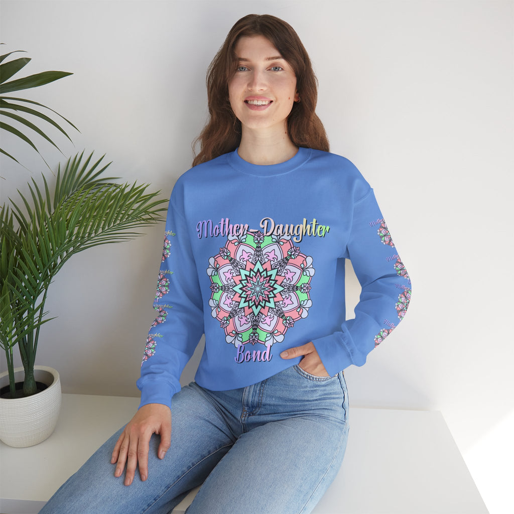 Felpa Girocollo Legame Madre-Figlia — Regalo di Famiglia Mandala Floreale