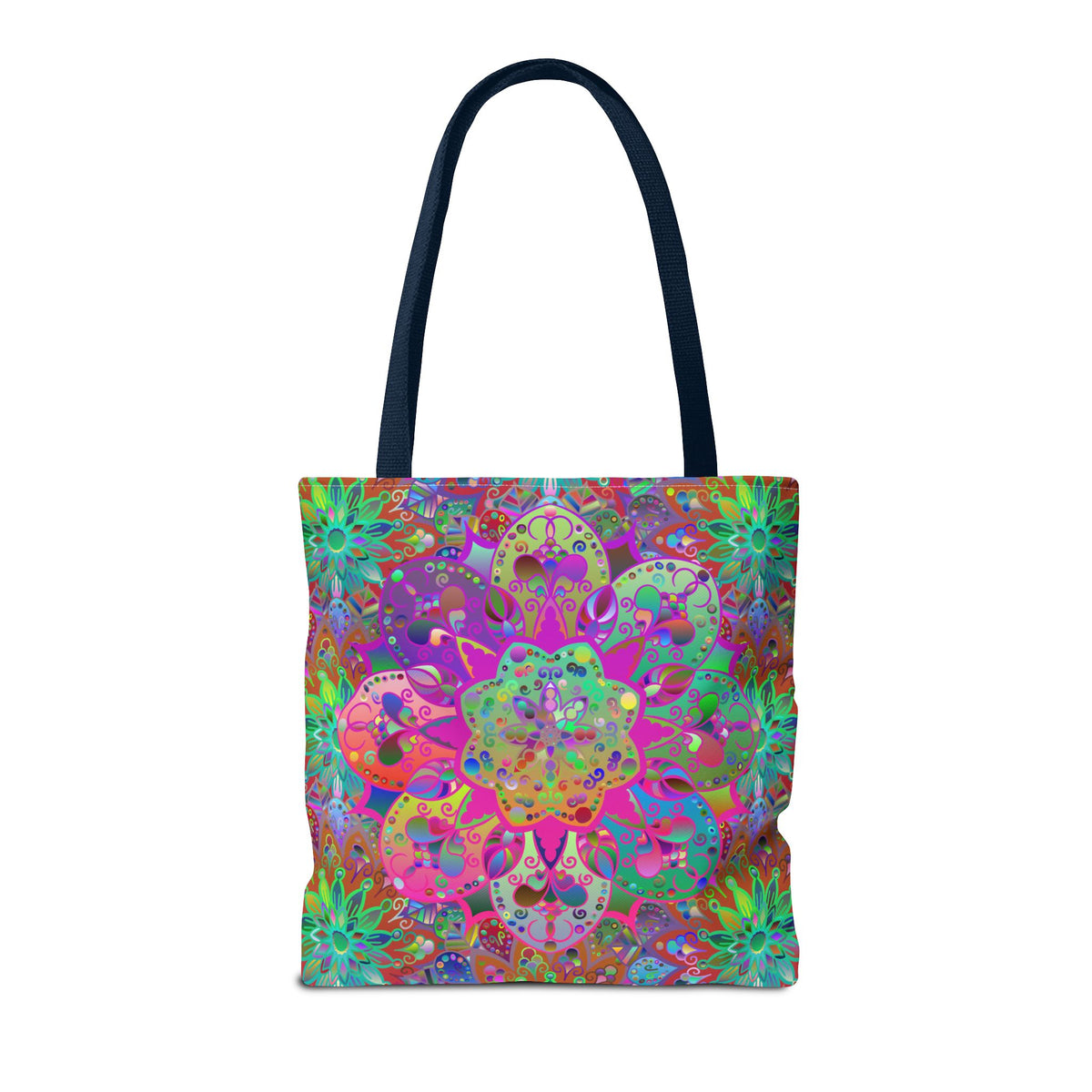 Psychedelic Mandala Tote Bag — Colorful Boho All-Over Print Tote