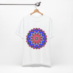 Vibrant and detailed geometric mandala design on a colorful t-shirt