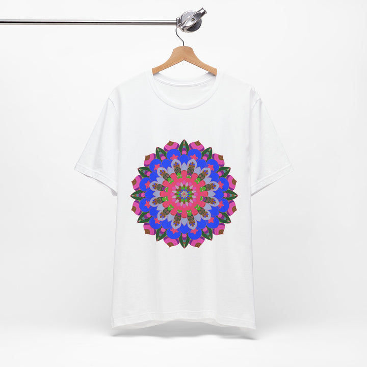 Vibrant and detailed geometric mandala design on a colorful t-shirt