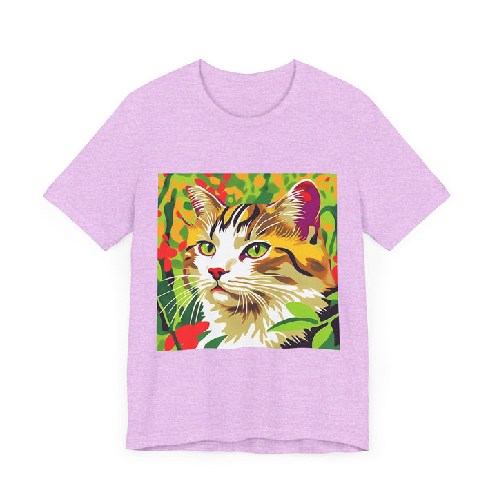 A vibrant and eye-catching Savana Cat T-Shirt featuring a colorful animal design