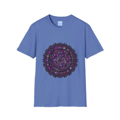 Purple mandala art unisex softstyle t-shirt, featuring a hand-drawn design