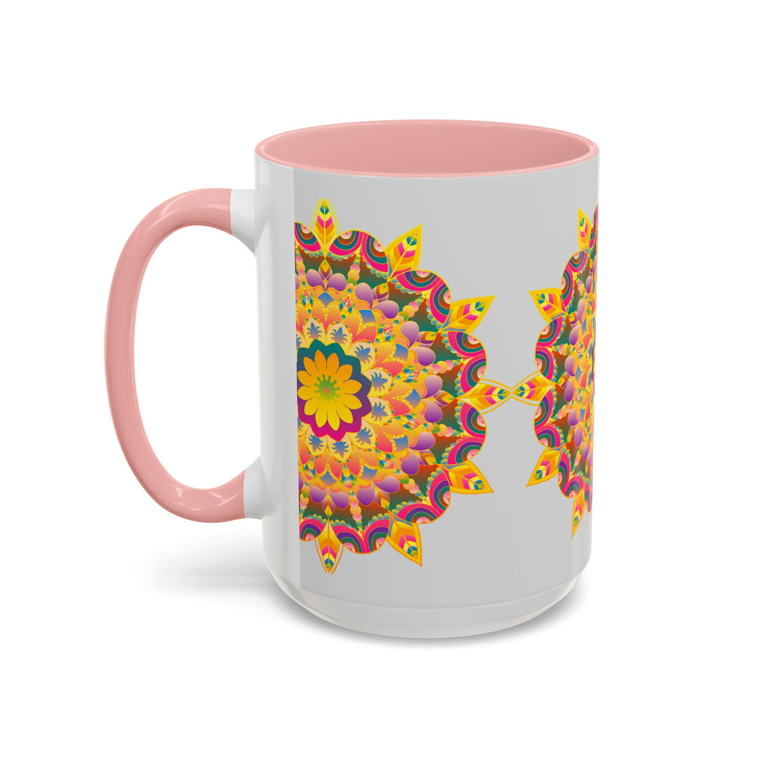 Colorfully painted Mandala Art Mug with a vibrant floral design