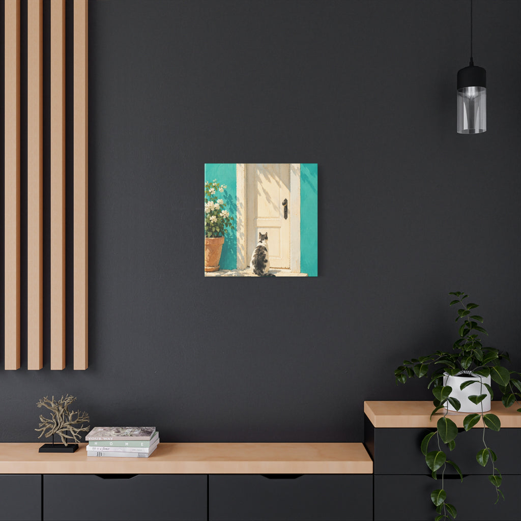 Sunlit Doorway Cat Canvas Wall Art