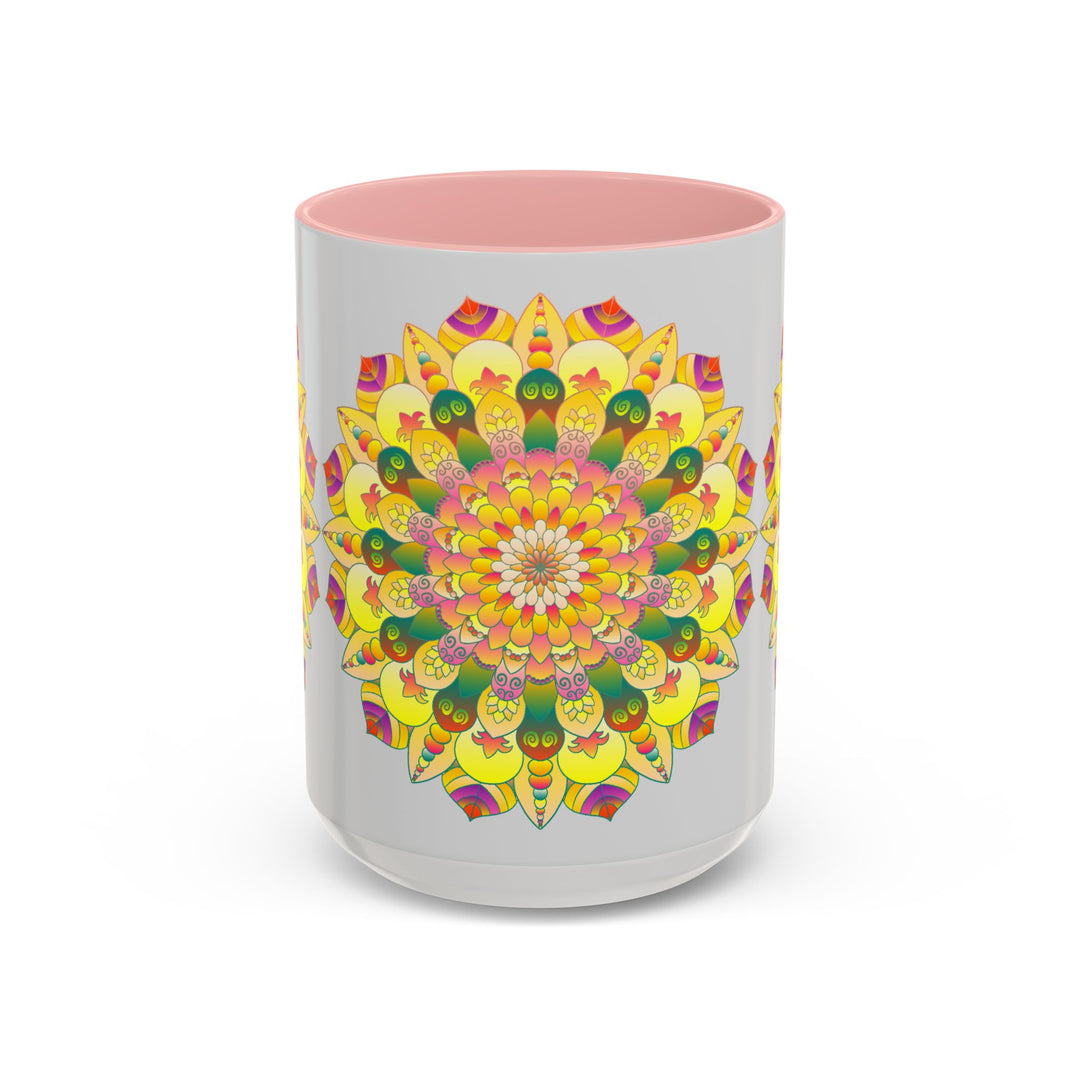 Beautiful ceramic mug with a vibrant floral mandala design, perfect for enjoying your favorite beverage in style