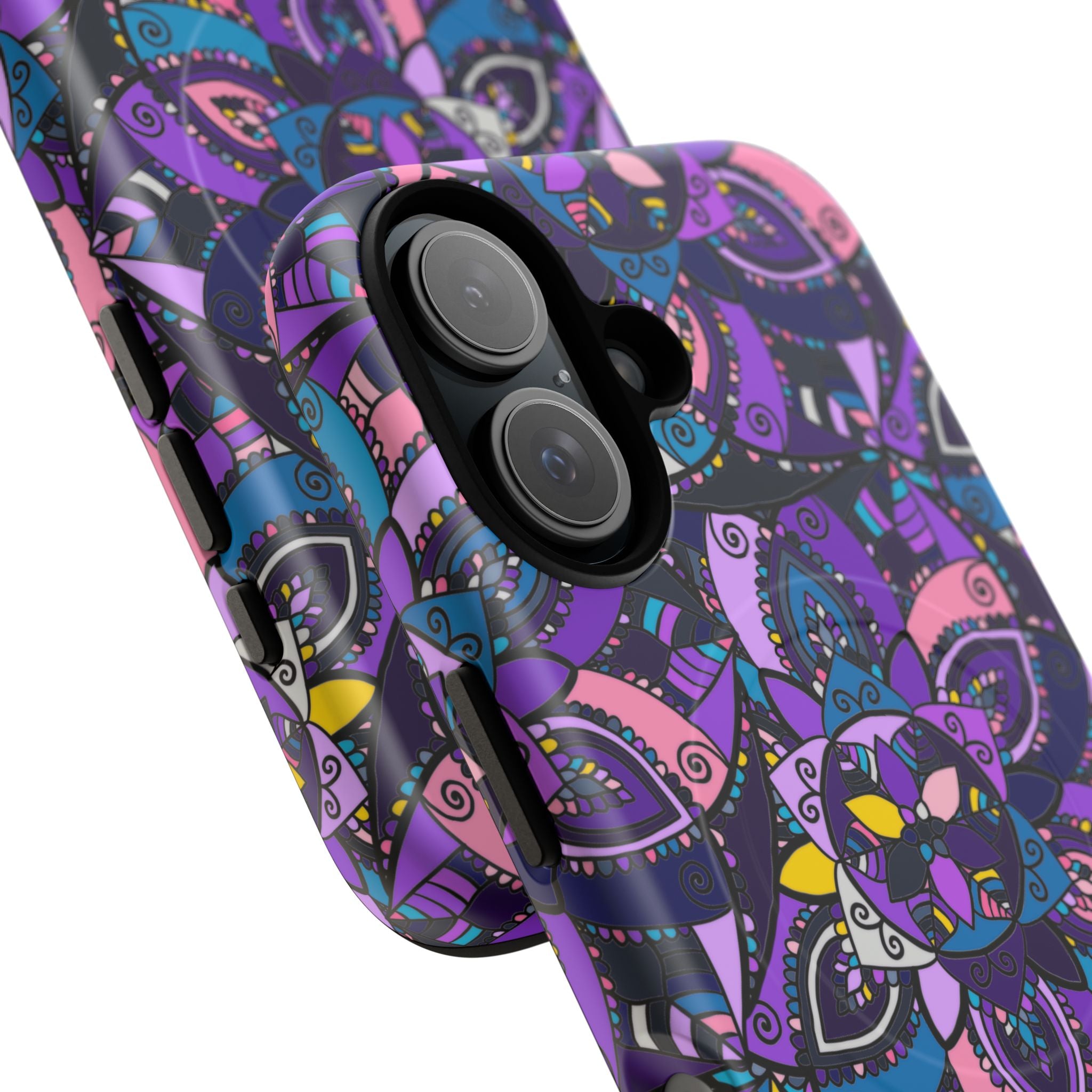Magnetic Phone Case — Purple Mandala Floral Tough Case