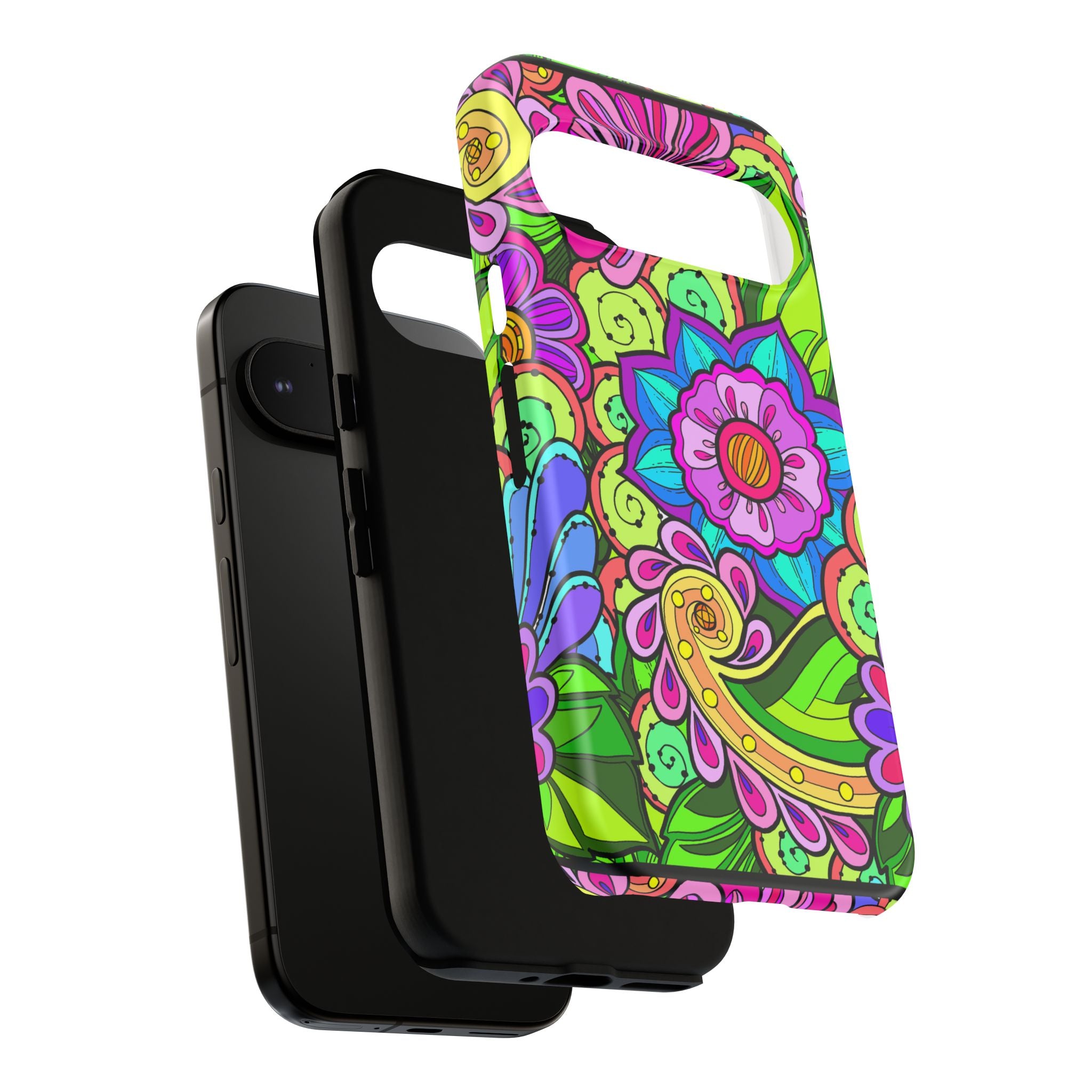 Floral Fantasy iPhone and Google Pixel Case in Bright Green Palette