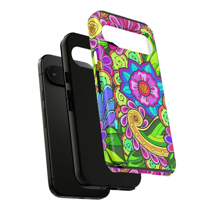 Floral Fantasy iPhone and Google Pixel Case in Bright Green Palette