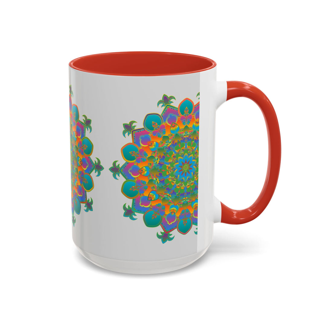 Colorful and intricate mandala art mug with vibrant designs and patterns