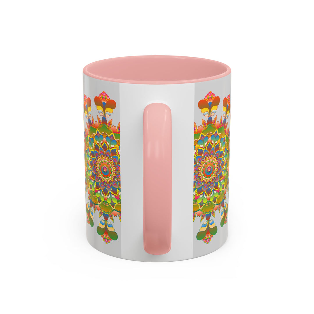 A vibrant and detailed mandala art mug with colorful design