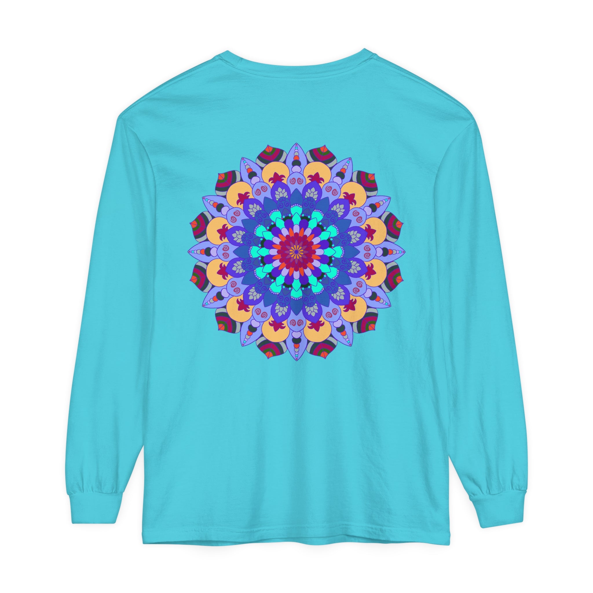 Colorful and intricate mandala design long sleeve t-shirt for vibrant style