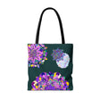A close-up image of a handcrafted, colorful Mandala Tote Bag with intricate floral and geometric designs, perfect for carrying essentials in style