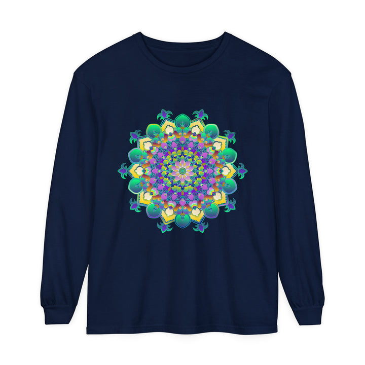 Intricate Mandala Long Sleeve T-Shirt featuring a beautiful mandala design in vibrant colors