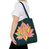 Colorful Mandala Lotus Tote Bag with intricate floral design and sturdy straps