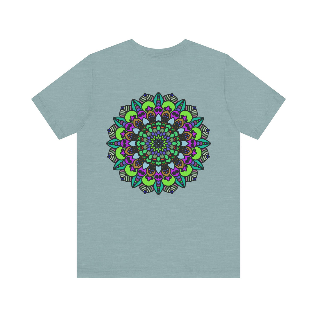 Beautiful white t-shirt with mandala design promoting spiritual harmony and peace