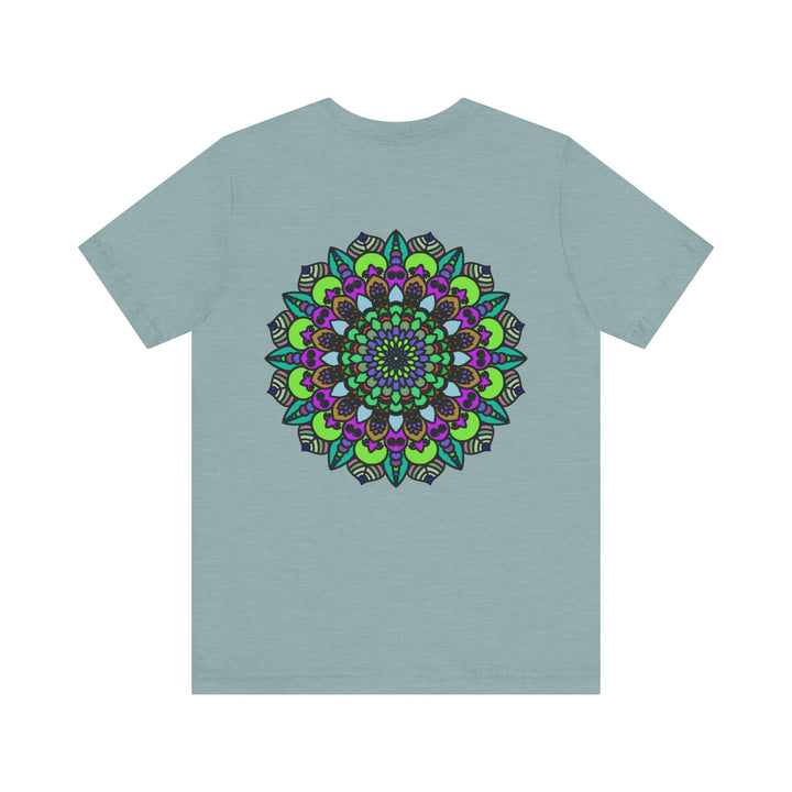 Beautiful white t-shirt with mandala design promoting spiritual harmony and peace