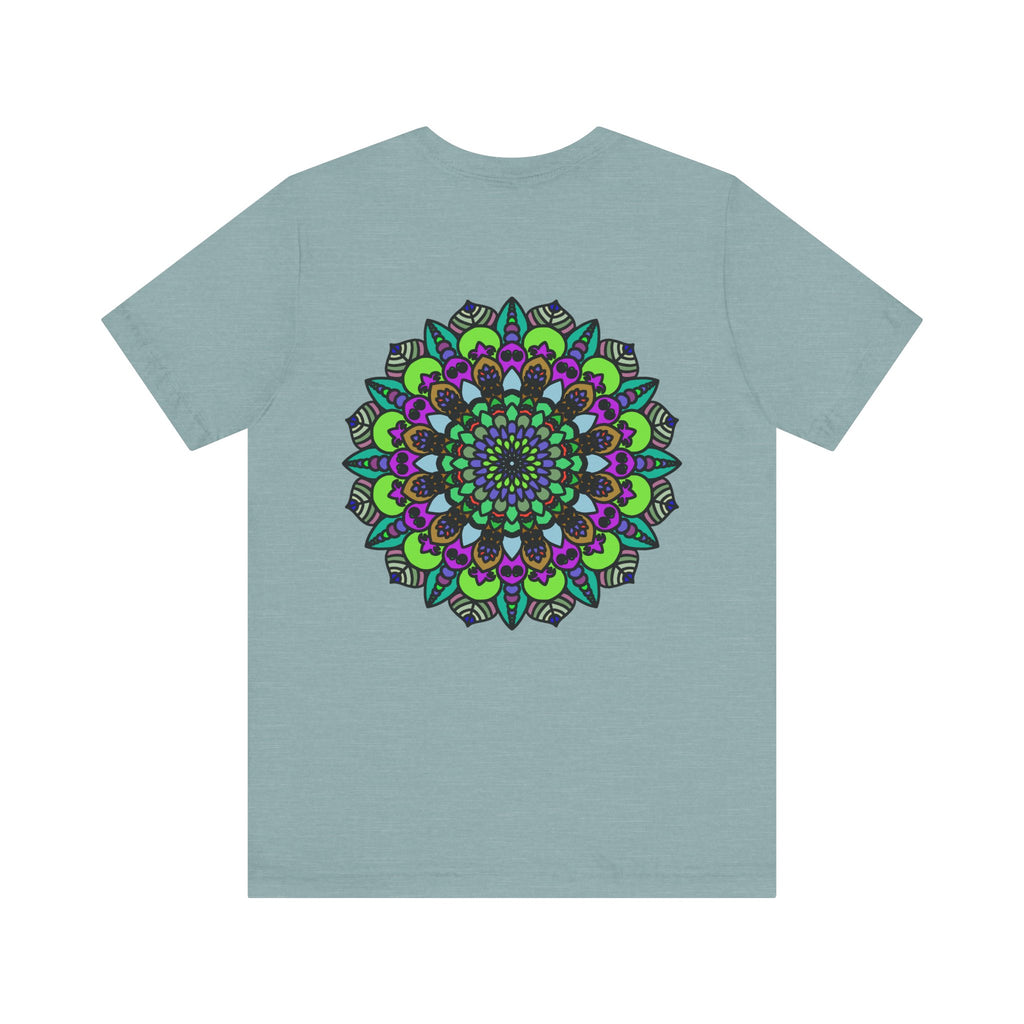 A vibrant, colorful Mandala Peace Tee representing spiritual harmony and inner peace