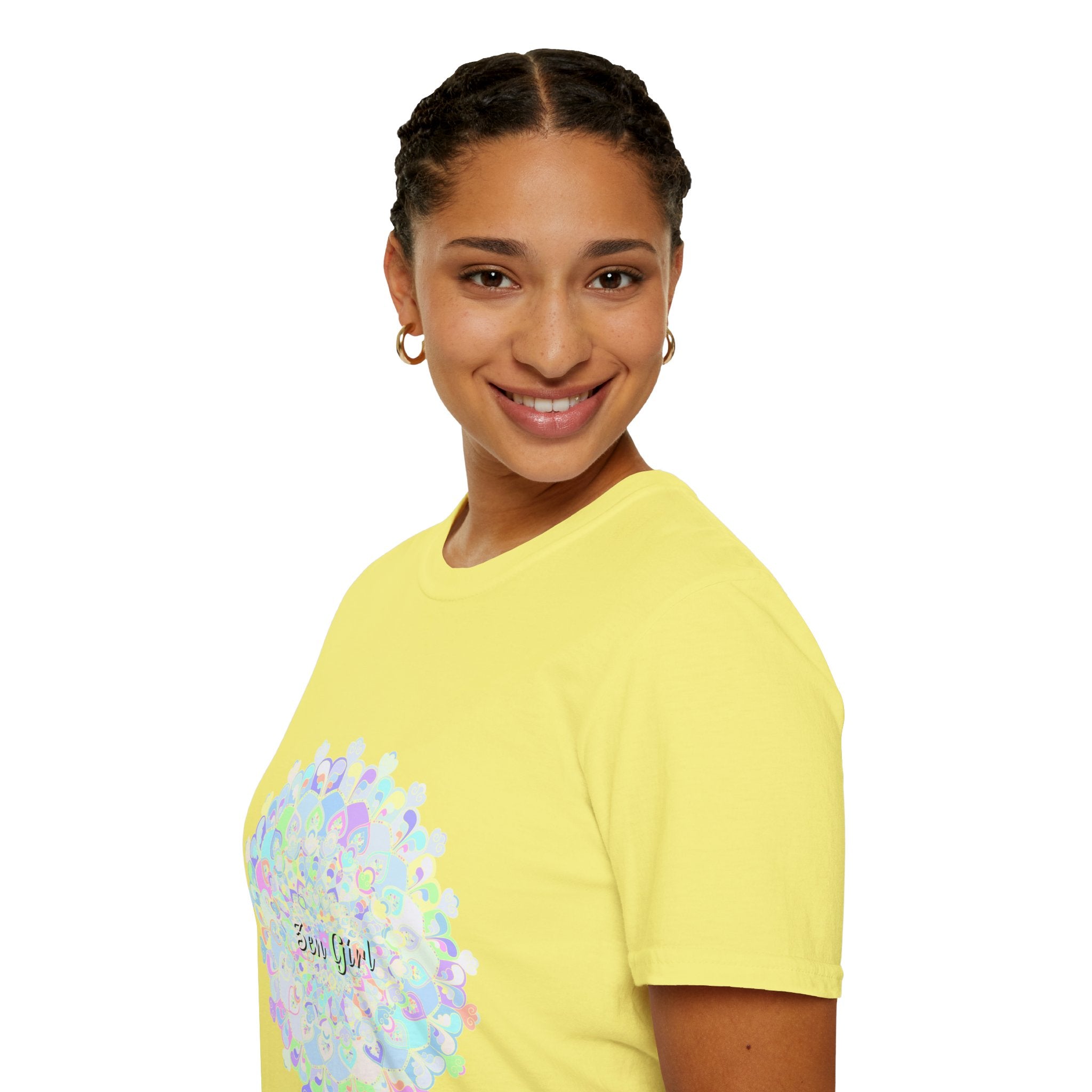 Colorful mandala t-shirt featuring intricate and unique design for a stylish and eye-catching fashion statement