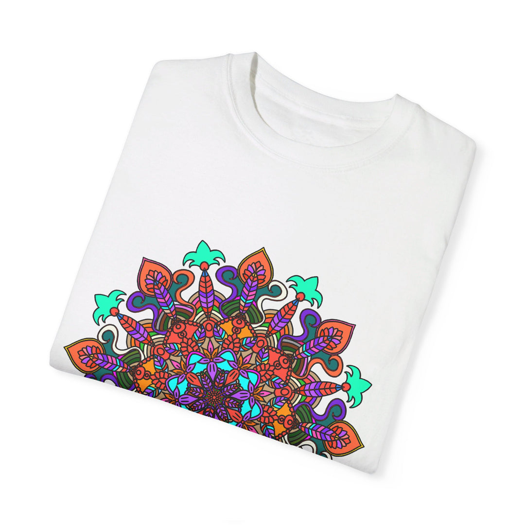 Unisex Mandala T-Shirt made of 100% Ring-Spun Cotton with Hand-Drawn Mandala Art, Garment-Dyed for Extra Comfort