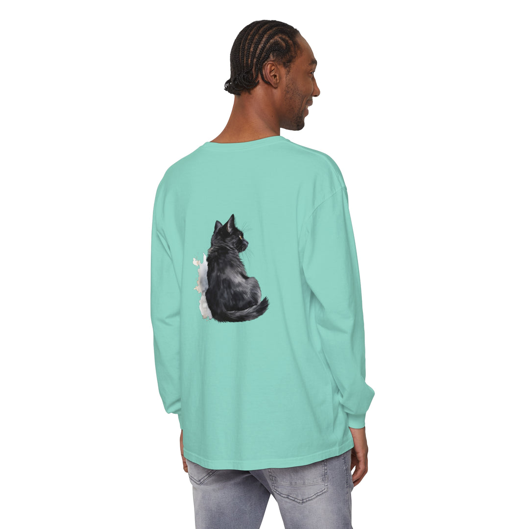 Black Cat Watercolor Unisex Long Sleeve T-Shirt, a stylish and versatile clothing item for everyone to enjoy