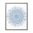 Handmade steel blue Mandala design wall art on gallery canvas wraps in vertical frame