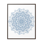 Handmade steel blue Mandala design wall art on gallery canvas wraps in vertical frame