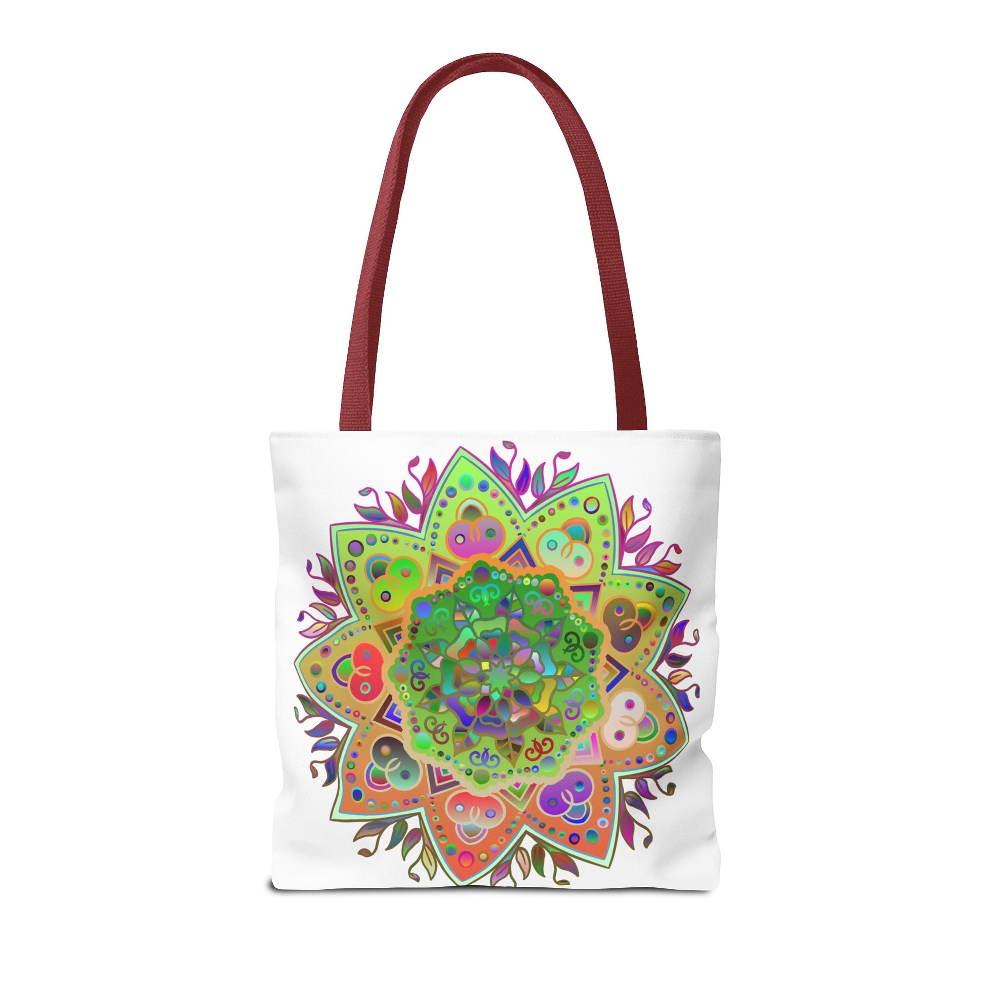 Vibrant and intricate colorful mandala tote bag with all-over print design