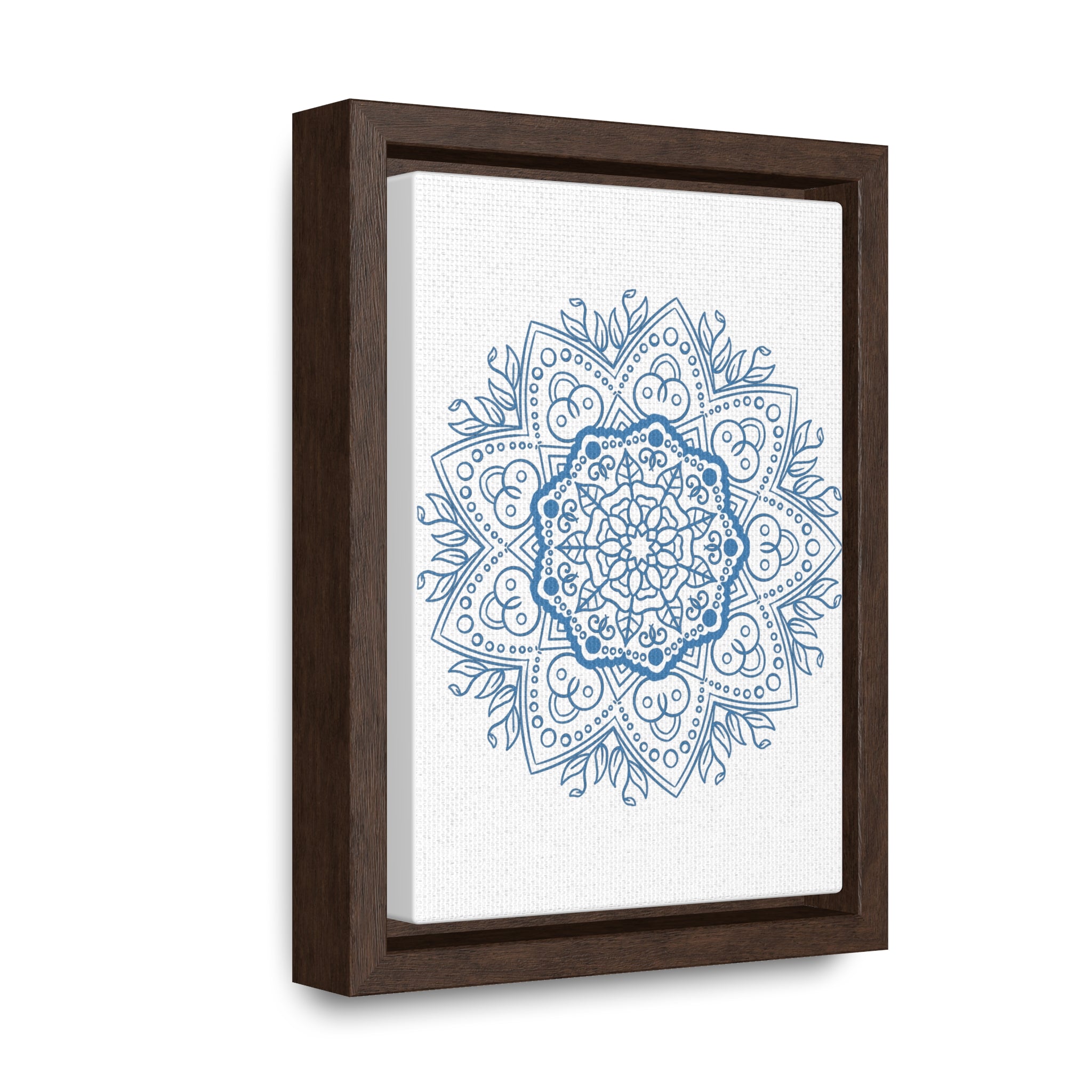 Beautiful Mandala Handmade Art in Steel Blue on Gallery Canvas Wraps