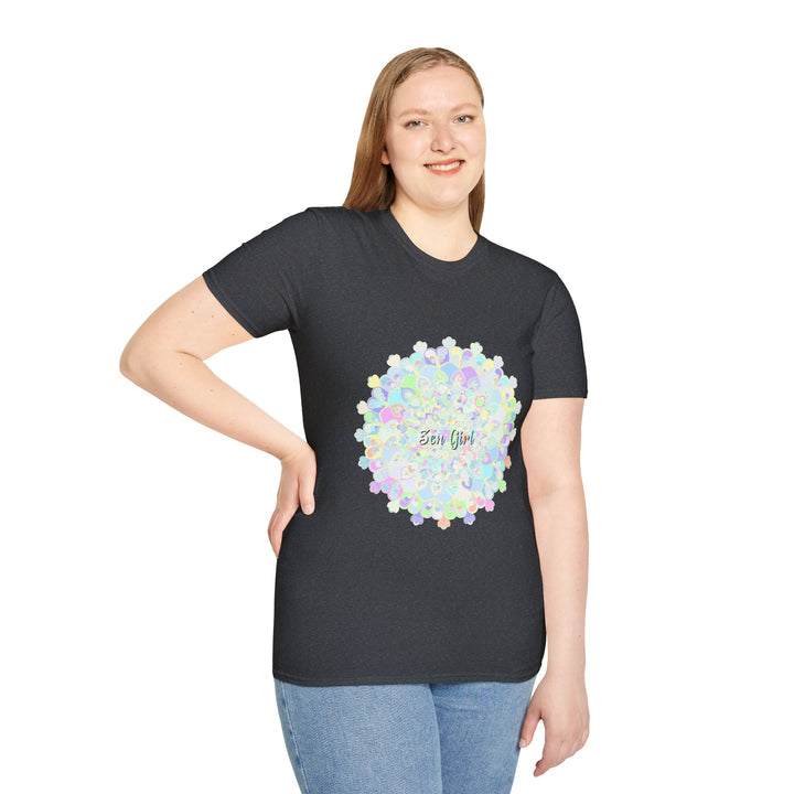 Colorful Mandala T-shirt with Unique Design showcasing intricate patterns and vibrant colors perfect for casual wear or yoga practice