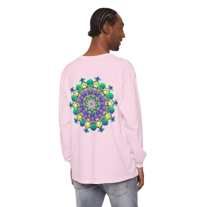 Intricate Mandala Long Sleeve T-Shirt featuring stunning, detailed mandala design in vibrant colors