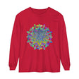Vibrant and intricate mandala design on a unisex long sleeve t-shirt