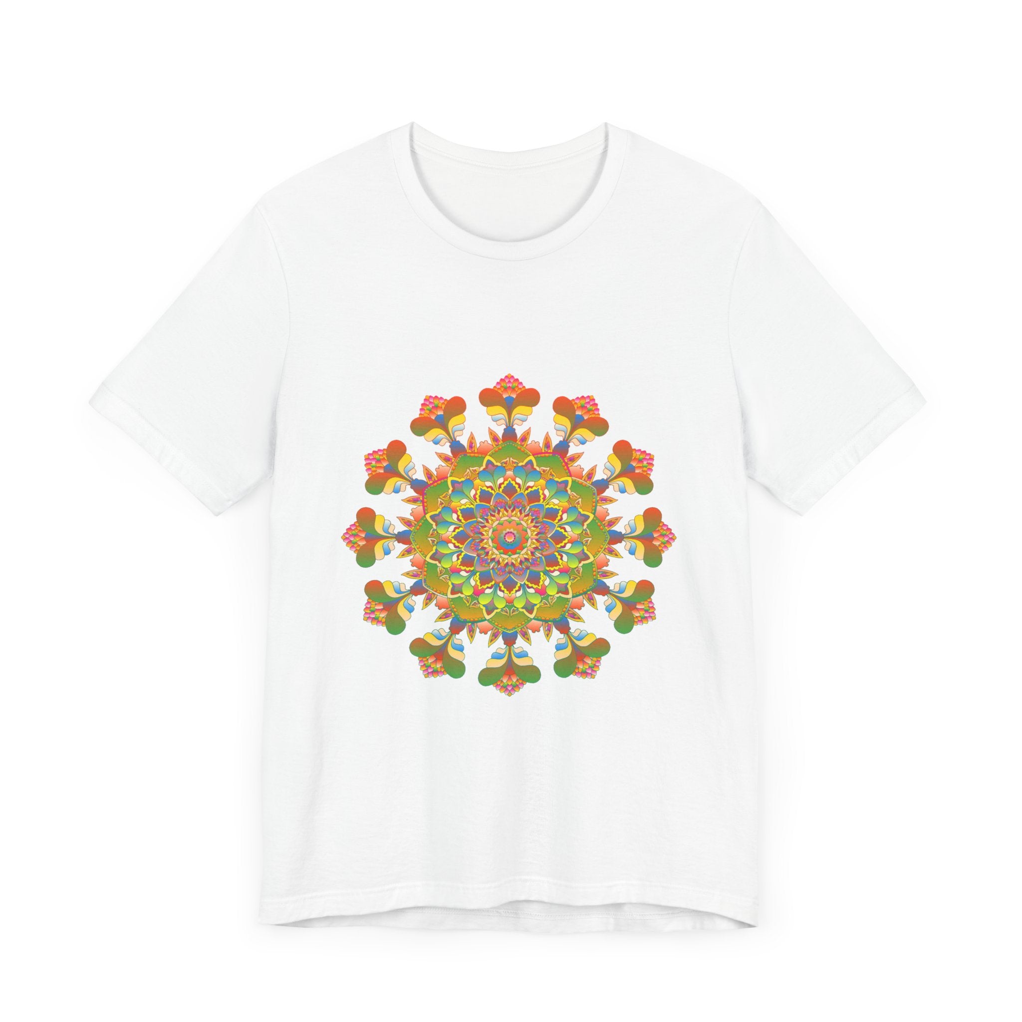 Vibrant Mandala Tee featuring intricate and colorful design, perfect for adding a pop of color to your wardrobe