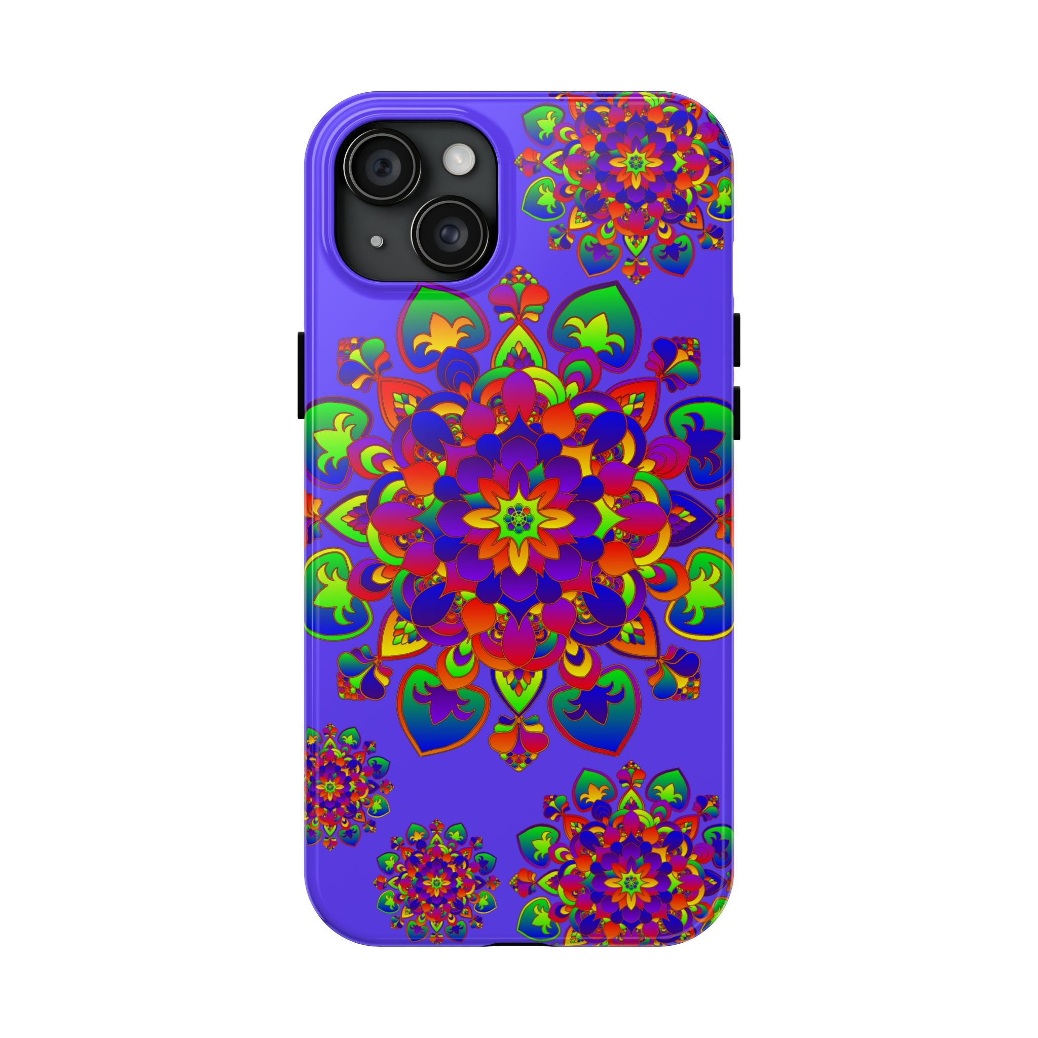 Colorful hand-drawn mandala rainbow design phone case for stylish protection